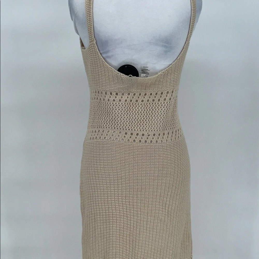 Lulus Beige Crochet Knit Midi Dress Sleeveless Bodycon Small NWT - Picture 7 of 8